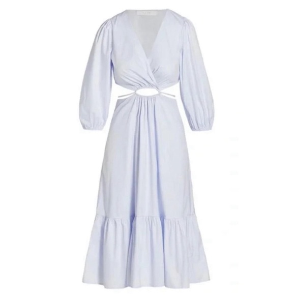ASTR Rosewood Surplice Cutout Waist MIDI dress color baby blue - Picture 1 of 5